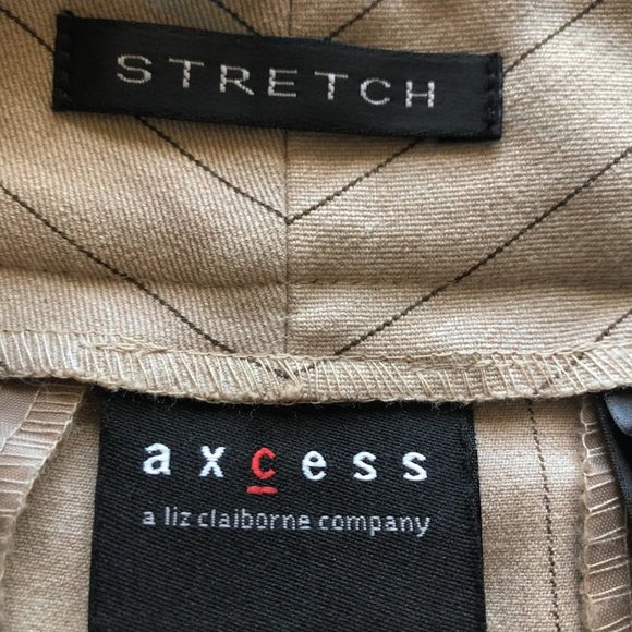 Liz Claiborne axcess Stretch Wide Leg Dress Pant Women's Taupe Brown Pin Stripe - Picture 9 of 12